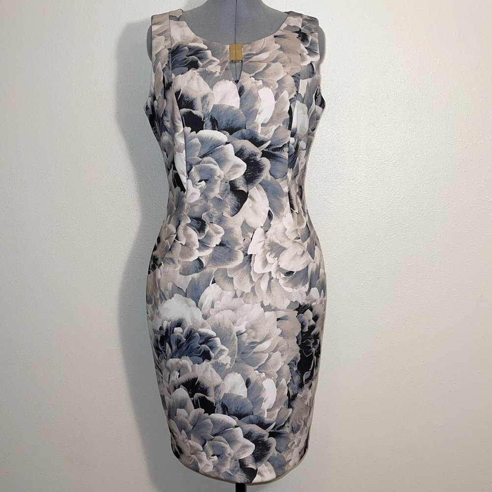 Calvin Klein Printed Keyhole Sheath Dress 14